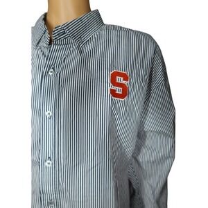 Syracuse University Shirt Size 2XL XXL Orange Logo Striped Dress Button New NWT‎